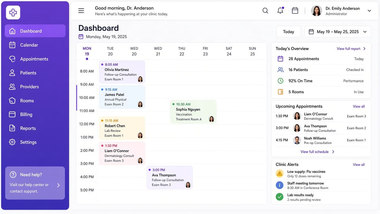 Clinic software dashboard preview